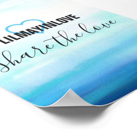 Waves Waterverf Blue Hashtag-kaarten Poster (Hoek)