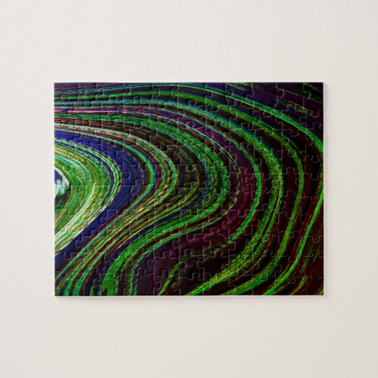 Waves Wavy Green Blue Red Abstract Fractal Modern Legpuzzel (Horizontaal)