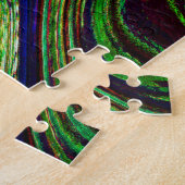 Waves Wavy Green Blue Red Abstract Fractal Modern Legpuzzel (Zijkant)