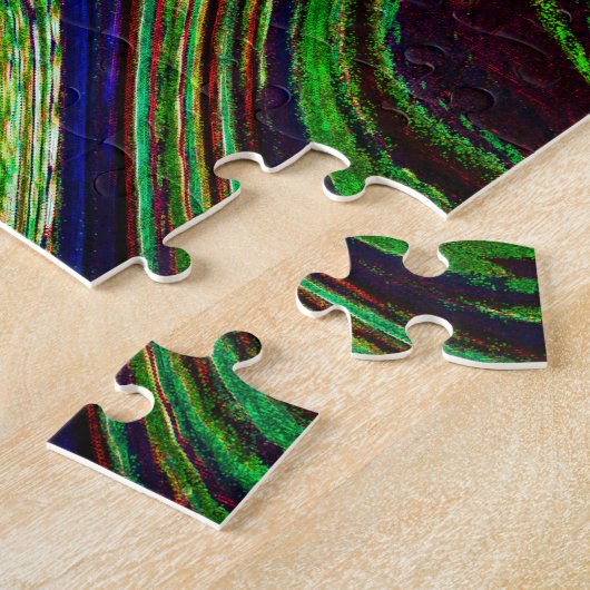 Waves Wavy Green Blue Red Abstract Fractal Modern Legpuzzel (Zijkant)