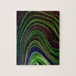 Waves Wavy Green Blue Red Abstract Fractal Modern Legpuzzel