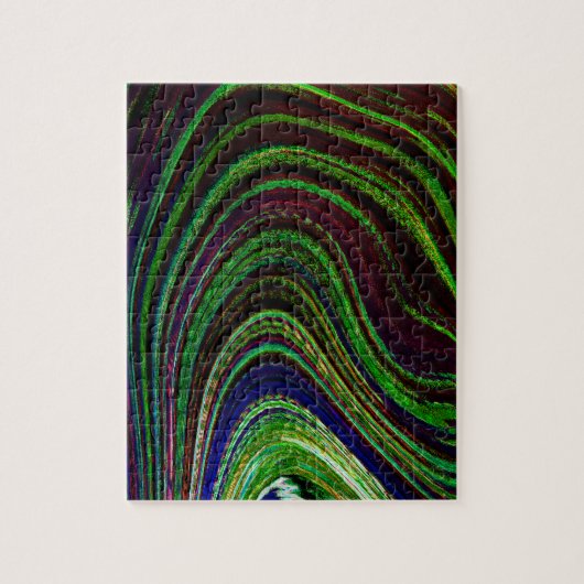 Waves Wavy Green Blue Red Abstract Fractal Modern Legpuzzel (Verticaal)