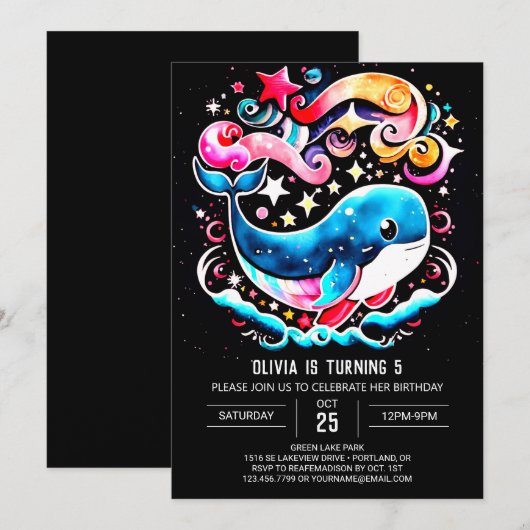 Waves Whale Boho Meisje Verjaardag Kaart (Voorkant / Achterkant)