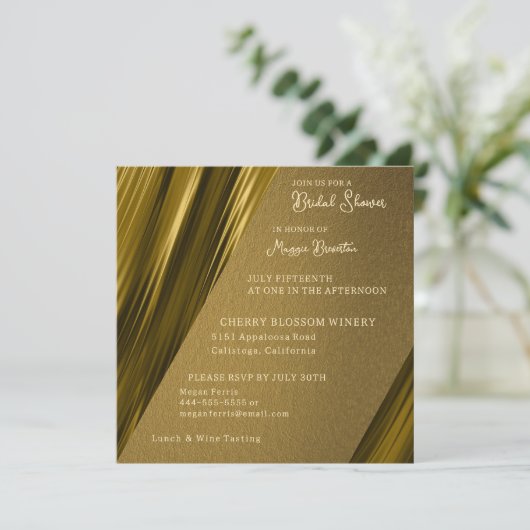 Wavey Gold Bridal Shower Kaart (Staand voorkant)