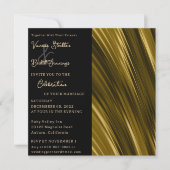 Wavey Gold Wedding Uitnodiging (Voorkant)