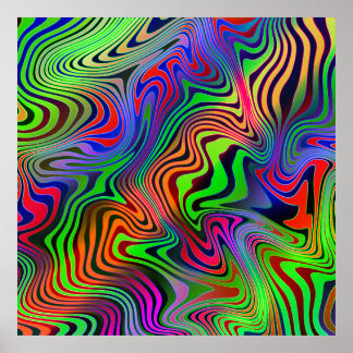 Wavey psychedelische veelkleurige lijnen poster