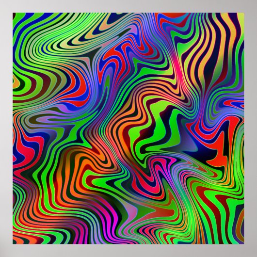 Wavey psychedelische veelkleurige lijnen poster (Voorkant)