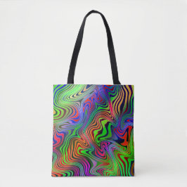 Wavey psychedelische veelkleurige lijnen tote bag