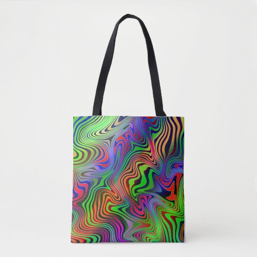 Wavey psychedelische veelkleurige lijnen tote bag (Voorkant)