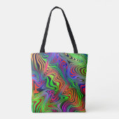 Wavey psychedelische veelkleurige lijnen tote bag (Achterkant)
