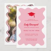 Wavey retro fancy Afstuderen foto op achterzijde Kaart (Voorkant / Achterkant)