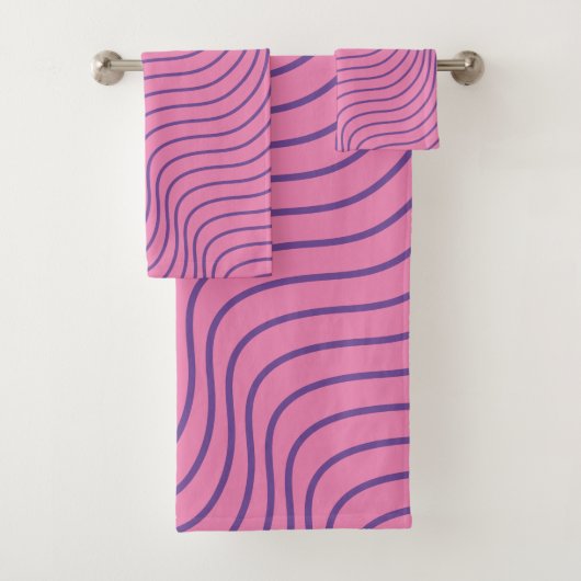 Wavey Stripe Modern Bathroom Towel Set Bad Handdoek (Insitu)