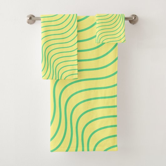 Wavey Stripe Modern Bathroom Towel Set Bad Handdoek (Insitu)