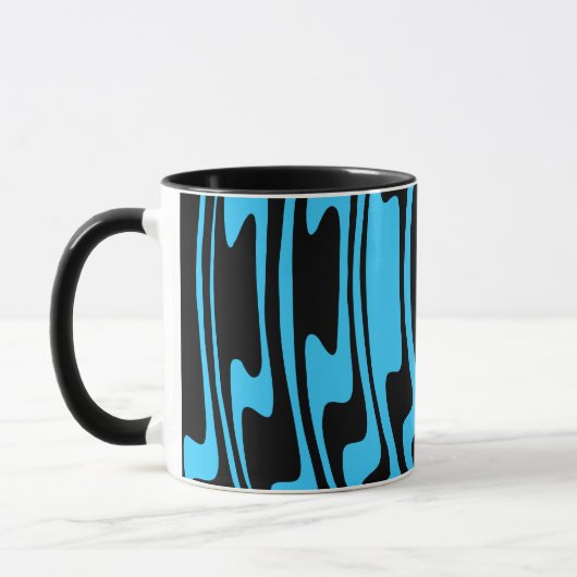 Wavey Stripey - blauw en zwart Mok (Links)