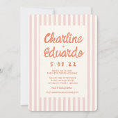 Wavige roze en rode handgeschreven trouw-QR-code Kaart (Voorkant)