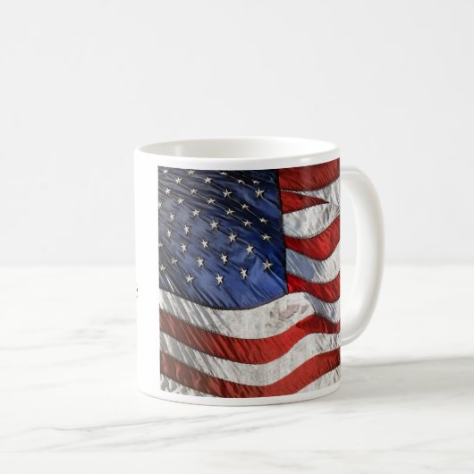  Waving American Flag Personalized Coffee Koffiemok (Voorkant rechts)