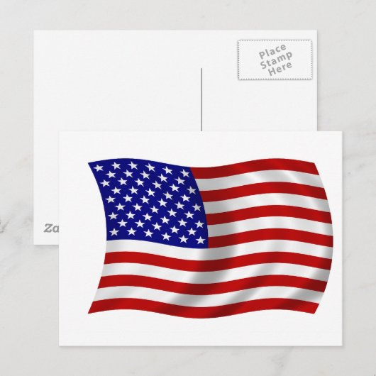Waving American USA FLAG Briefkaart (Voorkant / Achterkant)
