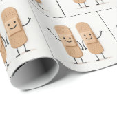 Waving Bandage Stick Figure Couple  Cadeaupapier (Rol Hoek)