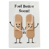Waving Bandage Stick Figure Couple Get Well Medium Cadeauzakje (Voorkant)