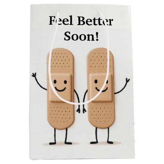 Waving Bandage Stick Figure Couple Get Well Medium Cadeauzakje (Voorkant)