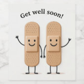 Waving Bandage Stick Figure Couple Get Well Wijn Etiket (Enkel label)