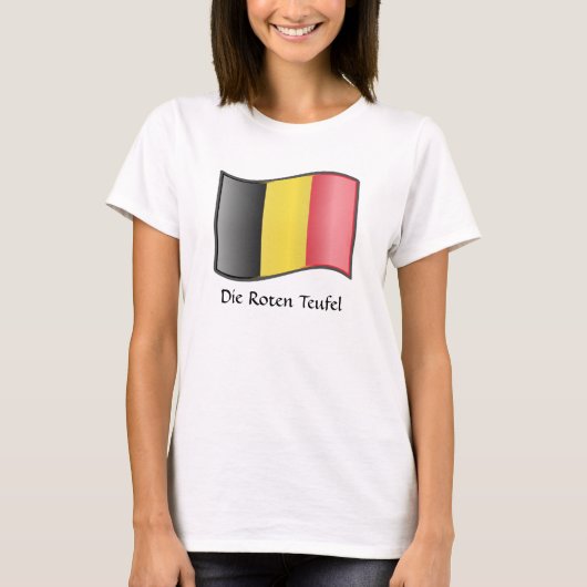 Waving Belgische vlag die Roten Teufel T-Shirt (Voorkant)