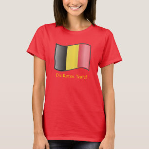 Waving Belgische vlag die Roten Teufel T-Shirt