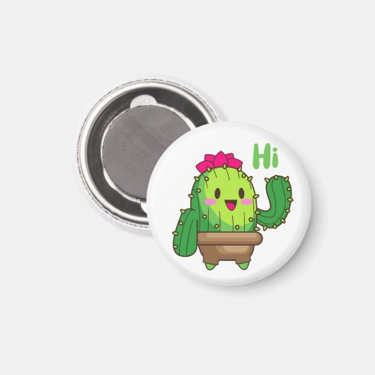 Waving Cactus Magnet – Friendly Plant Face (Voorkant / Achterkant)
