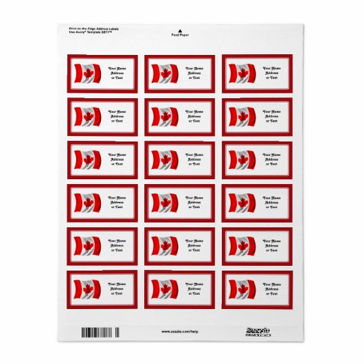 Waving Canadian Flag Etiket (Full Sheet)