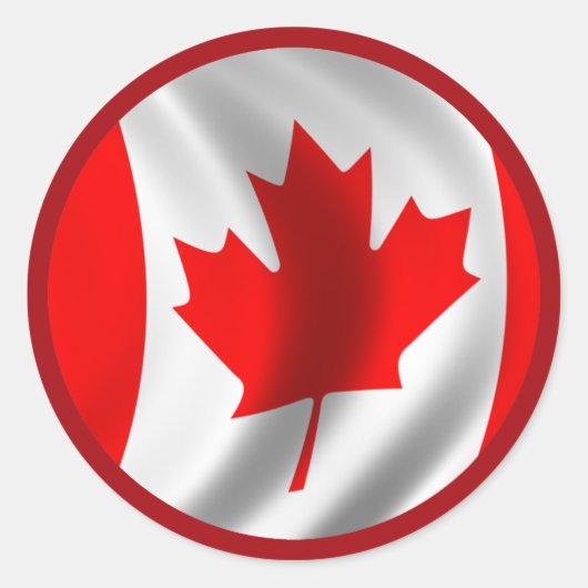 Waving Canadian Flag Ronde Sticker (Voorkant)