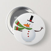 Waving Carrot Nose Snowman Button (Voorkant /achterkant)