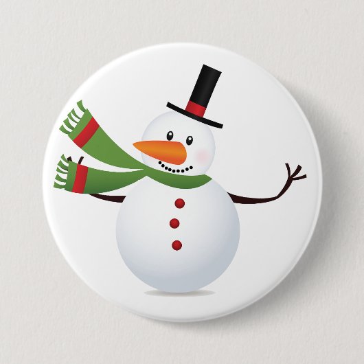 Waving Carrot Nose Snowman Button (Voorkant)