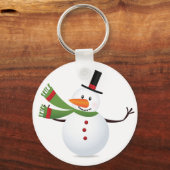Waving Carrot Nose Snowman Button Sleutelhanger (Voorkant)