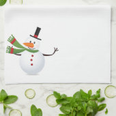Waving Carrot Nose Snowman Kitchen Towel Theedoek (Gevouwen)