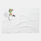 Waving Carrot Nose Snowman Kitchen Towel Theedoek (Horizontaal)