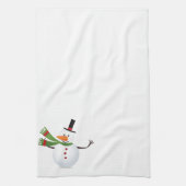 Waving Carrot Nose Snowman Kitchen Towel Theedoek (Verticaal)