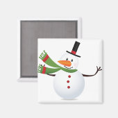 Waving Carrot Nose Snowman Magnet (Voorkant / Achterkant)
