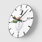 Waving Carrot Nose Snowman Round Clock Ronde Klok (Hoek)