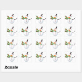 Waving Carrot Nose Snowman Sticker (Vel)