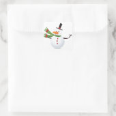 Waving Carrot Nose Snowman Sticker (Tas)