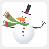 Waving Carrot Nose Snowman Sticker (Voorkant)