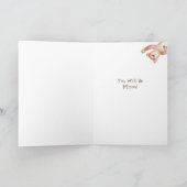 Waving Cute Waterverf Brown Teddy Bear Kaart (Binnen)