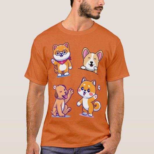 Waving Dog  retro T-shirt (Voorkant)
