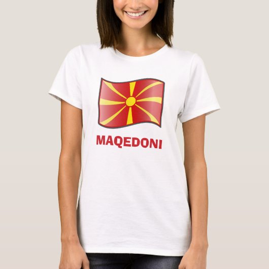 Waving Flag Macedonië Maqedoni T-Shirt (Voorkant)