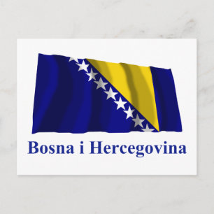 Waving Flag Name in Bosnië en Herzegovina in Bosni Briefkaart