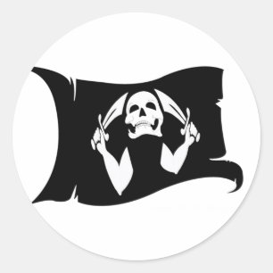 Waving Flag-Pirate Pictogram #11 Ronde Sticker
