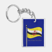 Waving Flag van Brunei Sleutelhanger (Voorkant Links)