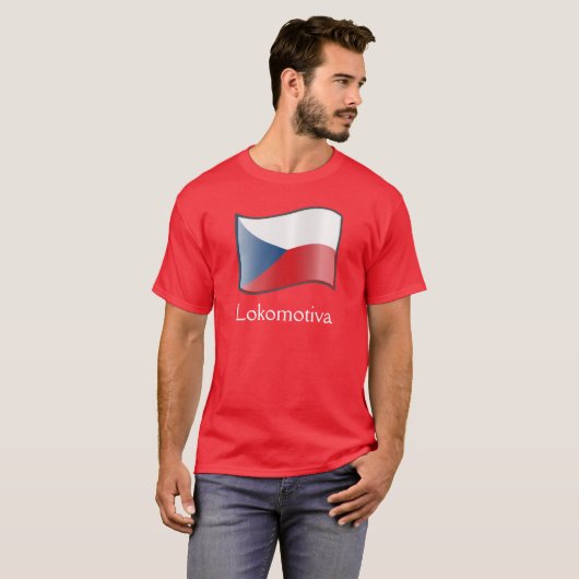 Waving Flag van de Tsjechische Republiek Lokomotiv T-shirt (Voorkant volledig)