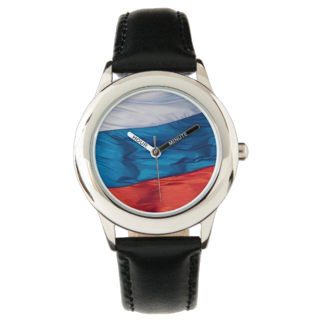 Waving Flag van Rusland Horloge (Voorkant)