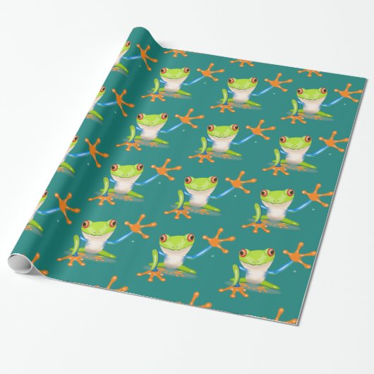Waving Frog Gift Cadeaupapier (Uitgerold)
